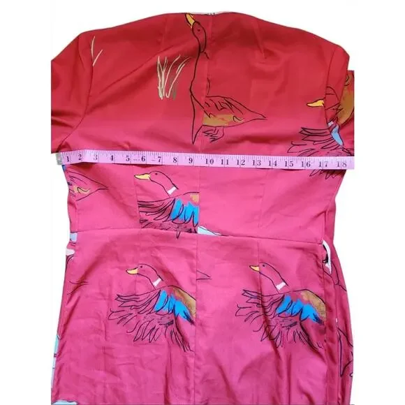 Rachel Antonoff Willow Mallard Duck Wrap Dress Red Novelty Animal Belted Midi S - Picture 8 of 10